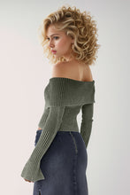 Load image into Gallery viewer, Double Take Ribbed Off-Shoulder Zip Up Long Sleeve Cardigan
