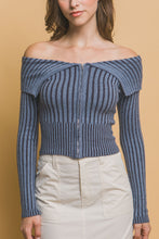 Load image into Gallery viewer, Ribbed bardot zip up long sleeve
