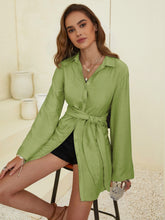 Load image into Gallery viewer, Collared Neck Long Sleeve Mini Shirt Dress
