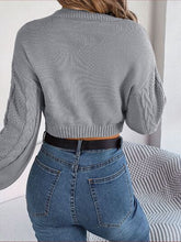 Load image into Gallery viewer, Cable-Knit Round Neck Cropped Sweater
