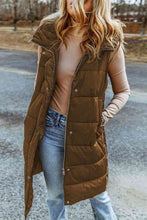 Load image into Gallery viewer, Longline Hooded Sleeveless Puffer Vest
