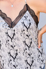 Load image into Gallery viewer, Adjustable Shoulder Strap Lace Trim Snake Print Cami
