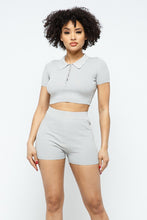 Load image into Gallery viewer, Collar Crop Top Shorts Set
