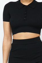 Load image into Gallery viewer, Collar Crop Top Shorts Set
