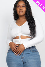 Load image into Gallery viewer, Drawstring Ruched Cutout Crop Top
