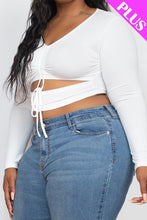 Load image into Gallery viewer, Drawstring Ruched Cutout Crop Top
