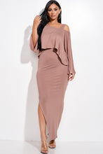 Load image into Gallery viewer, Solid Rayon Spandex Midi Length Tank Dress And Slouchy Cape Top Two Piece Set
