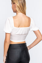 Load image into Gallery viewer, Short Sleeve Shirring Satin Crop Top
