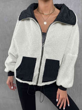 Load image into Gallery viewer, Contrast Drawstring Collared Neck Jacket
