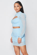 Load image into Gallery viewer, Sexy Sheer Sleeved Top And Skirt Set
