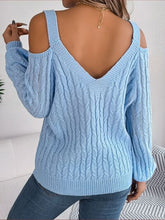 Load image into Gallery viewer, Cable-Knit Cold Shoulder Long Sleeve Sweater
