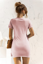 Load image into Gallery viewer, Round Neck Cuffed Sleeve Side Tie Dress
