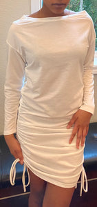 White Dress with Scrunch Sides