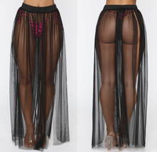 Load image into Gallery viewer, Sexy Mesh High Slit Skirt Cover-up
